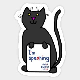 Small Cat with Kamala Harris VP Debate Quote Sticker